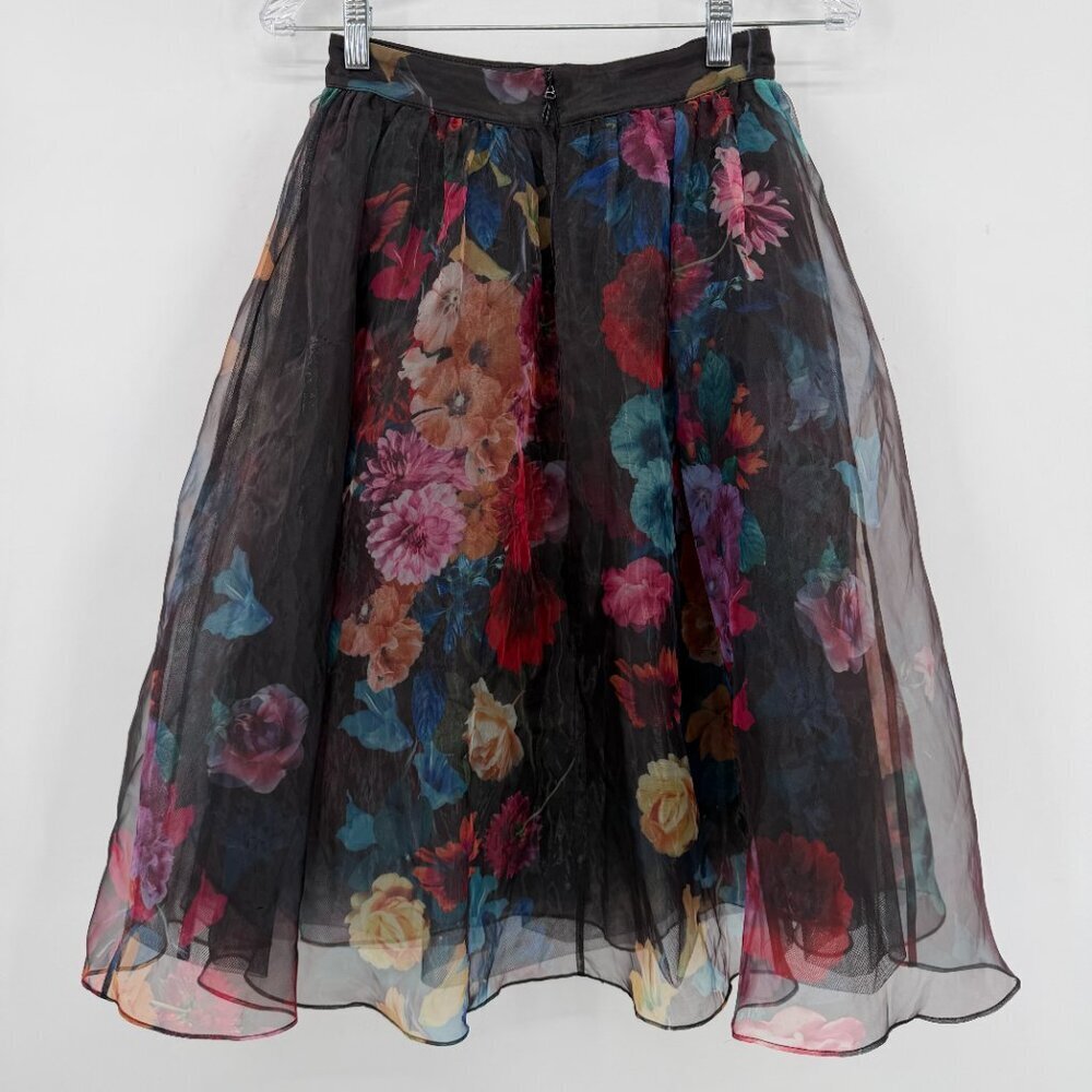 Bebe Floral Mesh Overlay Mini Skirt Skort Women’s Small High Waist Cocktail NWT - Picture 4 of 14